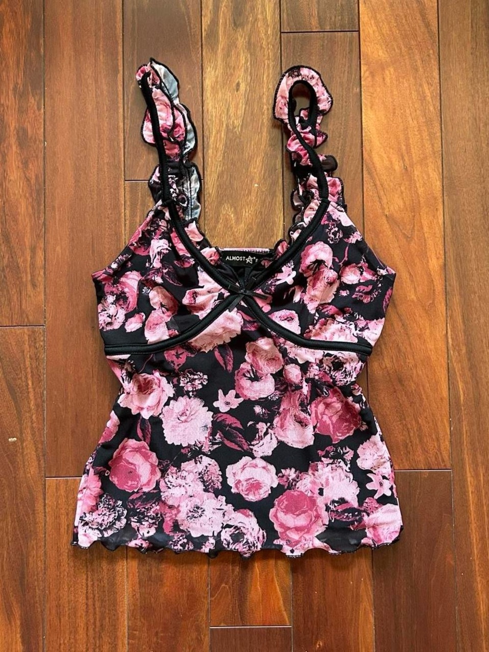 Pink Floral Ruffle Cami - Picture 3 of 6